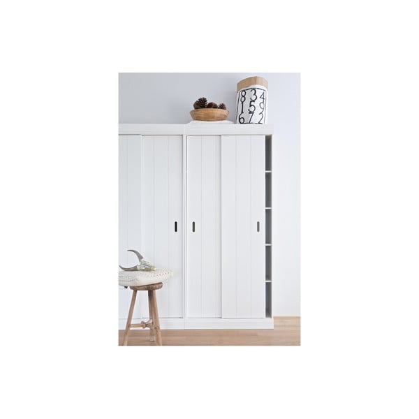 Balta medinė spinta su stumdomomis durimis WOOOD Row-image-4