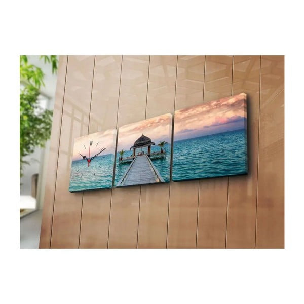 Paveikslas su laikrodžiu Prieplaukoje, 90 x 28 cm-image-2