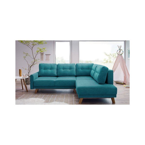 Turkio spalvos Bobochic Paris Balio kampinė sofa-lova, dešinysis kampas, 244 cm-image-2