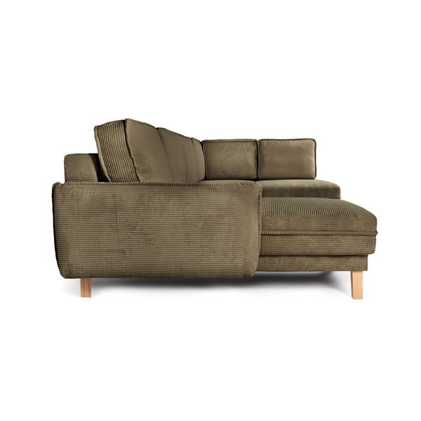 Iš kordinio velveto sulankstoma kampinė sofa žalios spalvos (su dešiniuoju kampu/„U“ formos) Tori – Bonami Selection-image-3