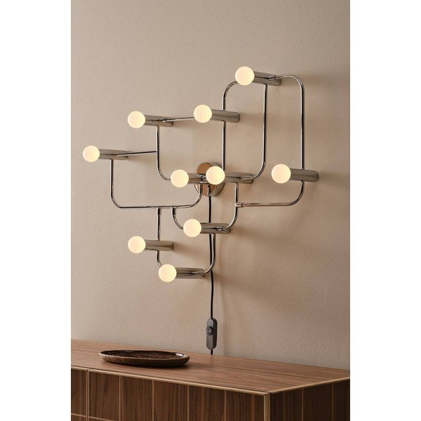 Baltos spalvos/blizgios sidabrinės spalvos iš metalo sieninė lempa su pritemdymo funkcija su kištuku Geometric – Jotex-image-1