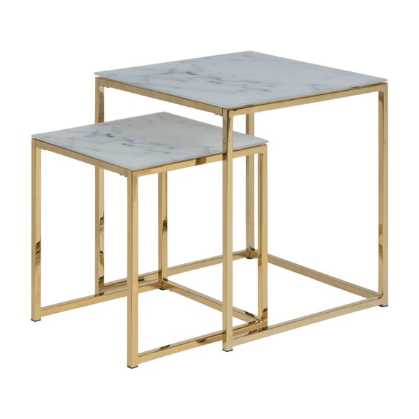 2 stalų su balto marmuro stalviršiais rinkinys Actona Alisma