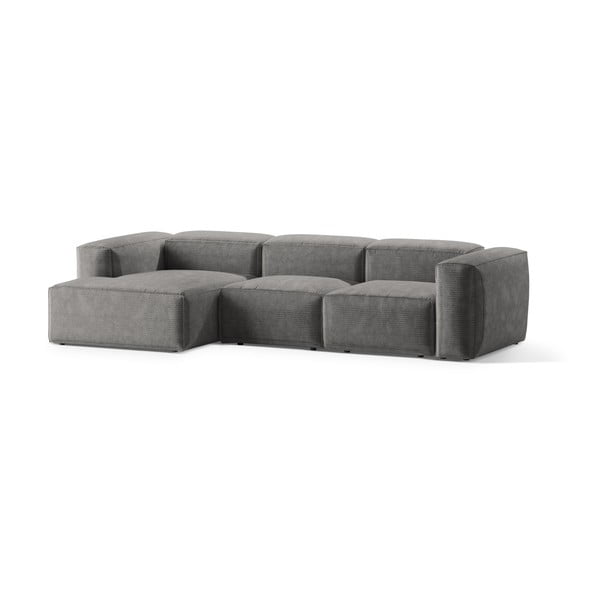 Šviesiai pilkos spalvos iš kordinio velveto kampinė sofa (su kairiuoju kampu/su gultu) Bergamo – Cosmopolitan Design-image-2