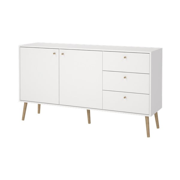 Žema šoninė spintelė baltos spalvos 149x82 cm Bodo – Tvilum-image-4