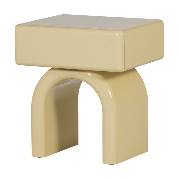 Šviesiai geltonos spalvos blizgus naktinis staliukas Zorel – WOOOD-image-2