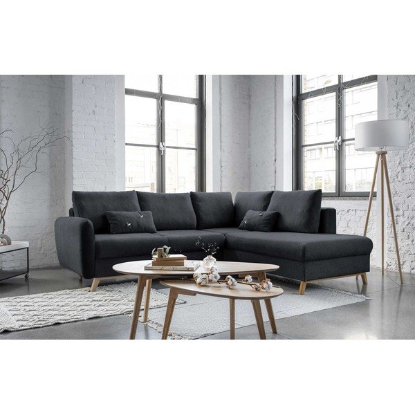 Tamsiai pilka sofa-lova Miuform Scandic Lagom L, dešinysis kampas-image-3