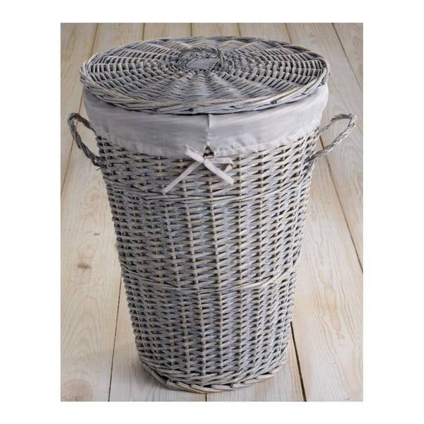 Kompaktorius Vintage Grey Wicker Laundry Basket