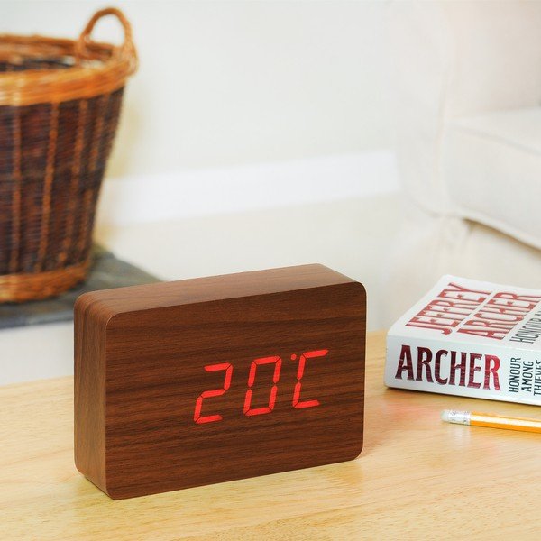 Rudas žadintuvas su raudonu LED ekranu Gingko Brick Click Clock Clock-image-4