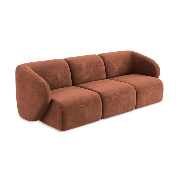 Terakotos spalvos sofa iš šenilinio audinio 244 cm Lani – Makamii-image-2