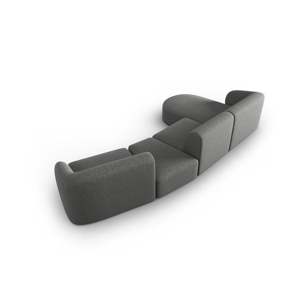 Pilkos spalvos iš šenilinio audinio kampinė sofa (su kairiuoju kampu/su gultu) Paolo – Milo Casa-image-3