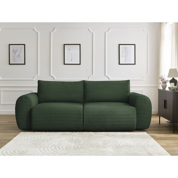 Iš kordinio velveto sulankstoma sofa tamsiai žalios spalvos 257 cm Lucien – Bobochic Paris-image-1