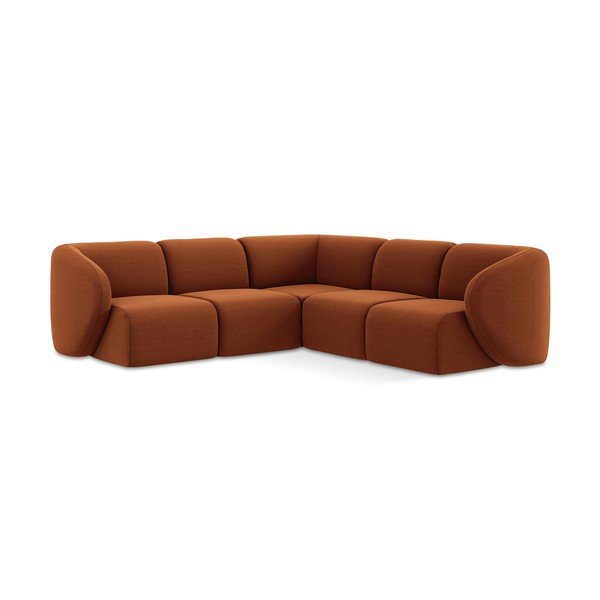 Terakotos spalvos kampinė sofa iš velveto Lani – Makamii
