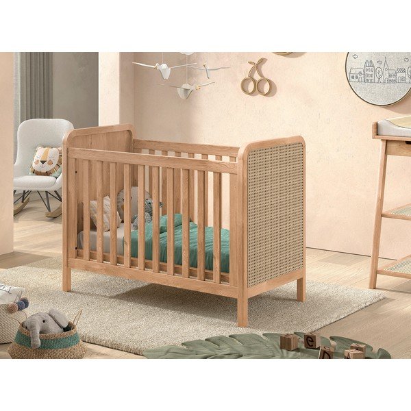 Natūralios spalvos vaikiška lovelė reguliuojamas aukštis 60x120 cm Woods – Vipack-image-1