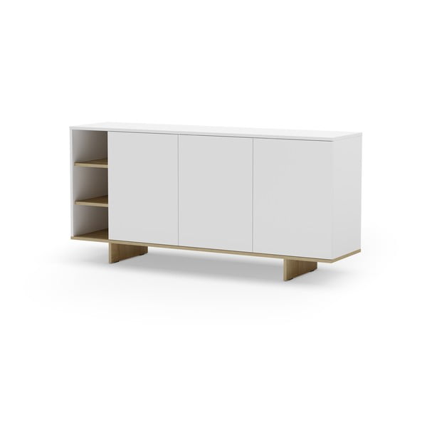 Žema šoninė spintelė baltos spalvos iš ąžuolo 170x80 cm Cequoia – Marckeric-image-3