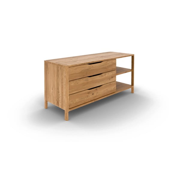 Iš ąžuolo masyvo žema šoninė spintelė natūralios spalvos 140x64 cm Twig – The Beds-image-2