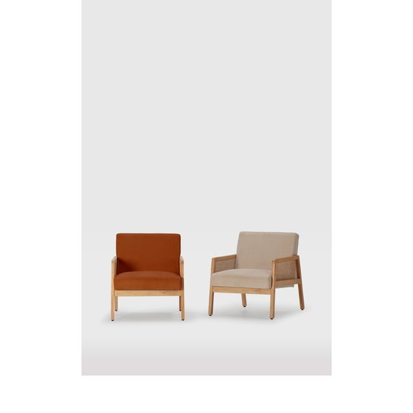 Raudonos plytų spalvos iš kordinio velveto austas krėslas Debra – Marckeric-image-1