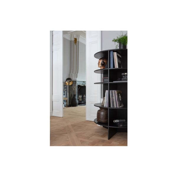 Knygų spinta juodos spalvos iš uosio masyvo 100x168 cm Trian – WOOOD-image-4