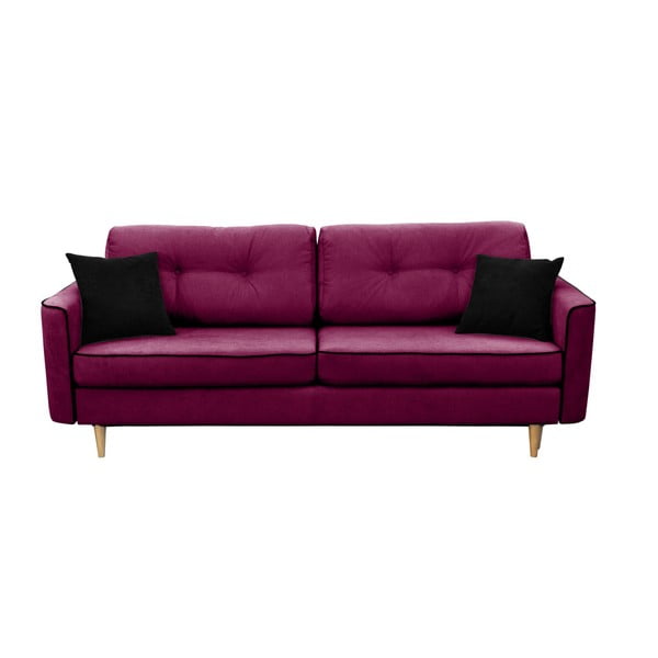 Violetinė trijų vietų sofa-lova su šviesiomis kojomis Mazzini Sofos Ivy