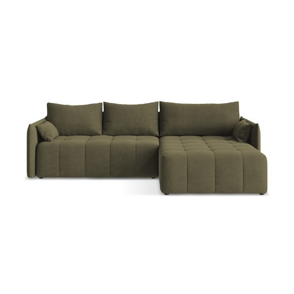 Khaki spalvos sulankstoma/su sandėliavimo vieta kampinė sofa (su dešiniuoju kampu/su gultu) Moku – Makamii