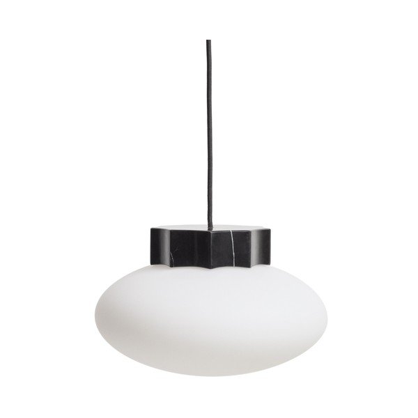 Baltos spalvos/juodos spalvos iš metalo kabantis šviestuvas ø 26 cm su stiklo gaubtu Idela – Kave Home