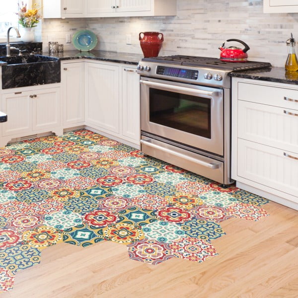 10 atsparių drėgmei grindų lipdukų rinkinys Ambiance Floor Tiles Hexagons Lorena, 40 x 90 cm-image-3