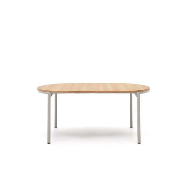 Apvalios formos prailginamas valgomojo stalas natūralios spalvos su ąžuolo dekoro stalviršiu ø 90 cm Montuiri – Kave Home-image-3