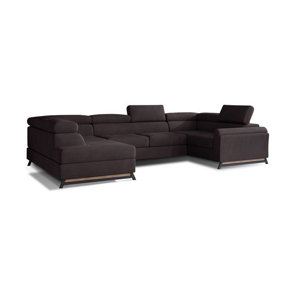 Tamsiai rudos spalvos iš velveto sulankstoma/su sandėliavimo vieta kampinė sofa (su kairiuoju kampu/„U“ formos) Escada – ELTAP