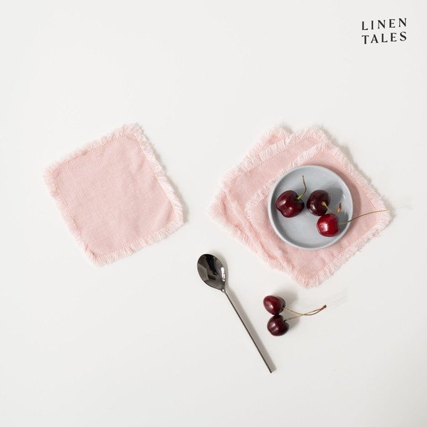 Šviesiai rožinės spalvos medžiaginiai padėkliukai, 4 vnt. - Linen Tales-image-1