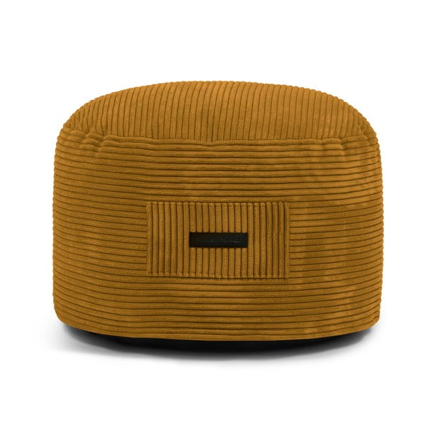 Garstyčių spalvos iš kordinio velveto pufas Om 60 – SLOWDOWN