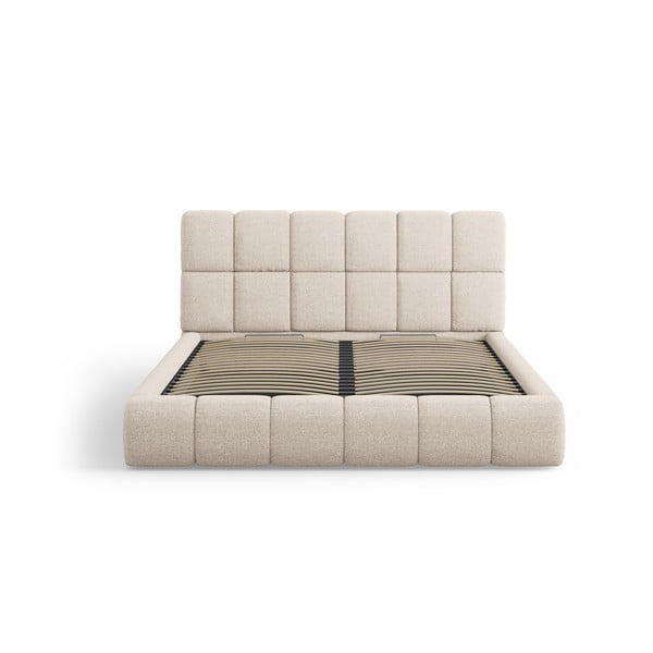 Dvigulė lova smėlio spalvos audiniu dengta su sandėliavimo vieta su lovos grotelėmis 160x200 cm Bellis – Micadoni Home-image-3