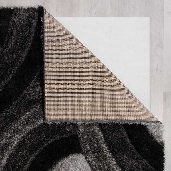 Rankų darbo iš perdirbto pluošto kilimas juodos spalvos/pilkos spalvos 160x230 cm Velvet – Flair Rugs-image-2