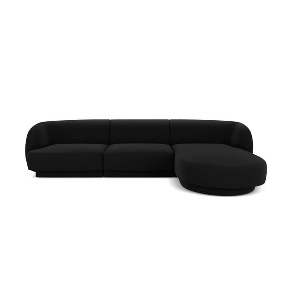 Juodo aksomo kampinė sofa (dešinysis kampas) Miley - Micadoni Home