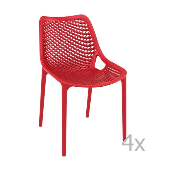 4 raudonų sodo kėdžių rinkinys "Resol Grid Simple