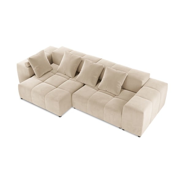 Smėlio spalvos aksominė kampinė sofa (kintama) Rome Velvet - Cosmopolitan Design-image-3