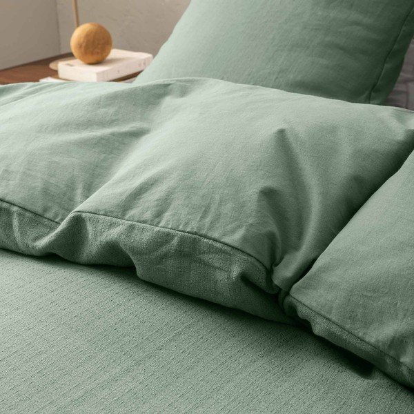 Žalios spalvos iš medvilnės dvigulė patalynė 3 dalių 240x220 cm Clara – douceur d'intérieur-image-1