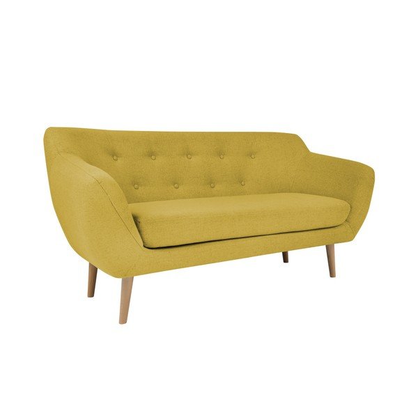 Geltonos spalvos dvivietė sofa su šviesiomis kojomis Mazzini Sofas Sicile-image-3