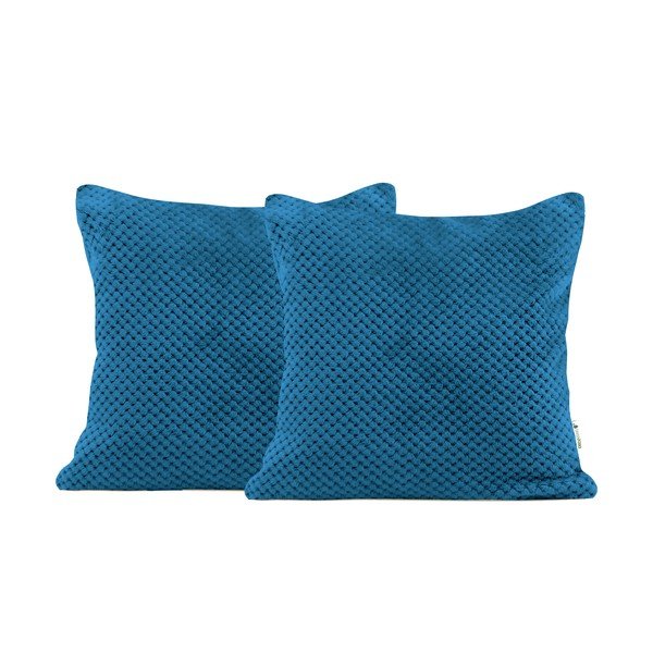 2 mėlynų dekoratyvinių mikropluošto pagalvių užvalkalų rinkinys DecoKing Henry, 45 x 45 cm
