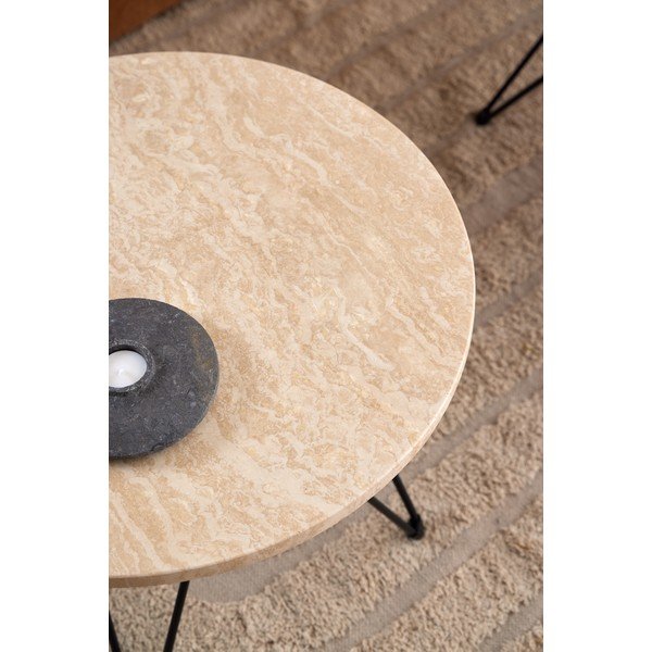 Apvalios formos šoninis stalas su marmuro dekoro stalviršiu ø 55 cm Prunus – Actona-image-2