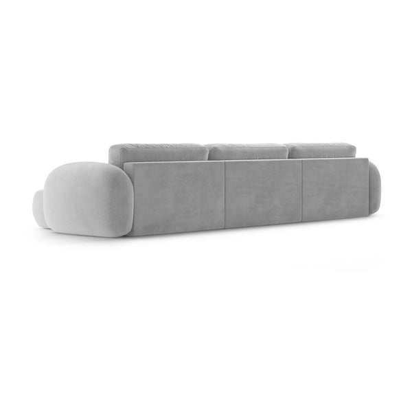 Šviesiai pilkos spalvos iš velveto sulankstoma/su sandėliavimo vieta kampinė sofa („U“ formos) Tonale – Cosmopolitan Design-image-4