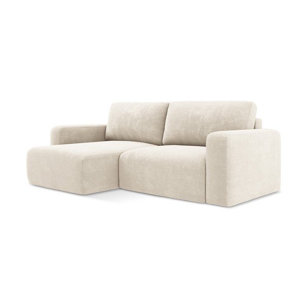 Kreminės spalvos sulankstoma/su sandėliavimo vieta kampinė sofa iš šenilinio audinio (su kairiuoju kampu/su gultu) Kona – Makamii-image-2