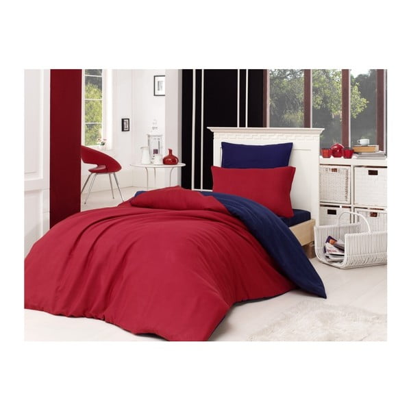 Raudona patalynė su paklode viengulėlei lovai Reterro Rojo, 160 x 220 cm