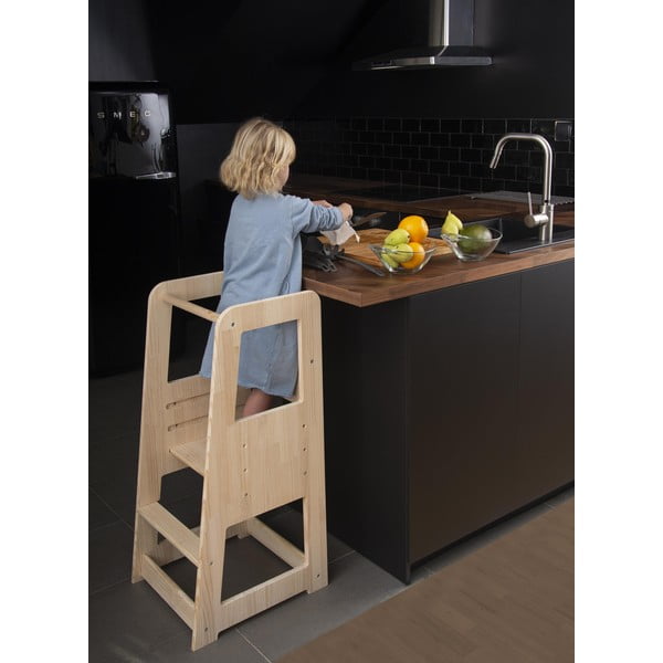 Mokymosi bokštas iš natūralios spalvos pušies medienos Montessori - Little Nice Things-image-1