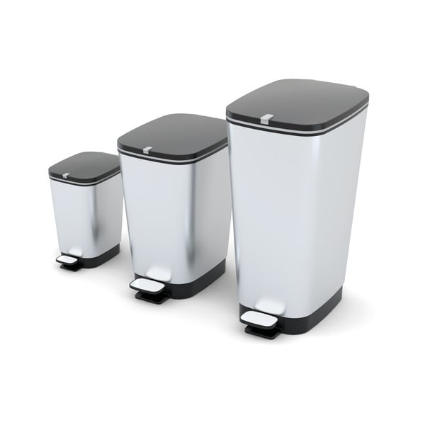 Sidabrinės spalvos iš plastiko šiukšliadėžė su pedalu 45 l Chic Bin – KIS-image-3