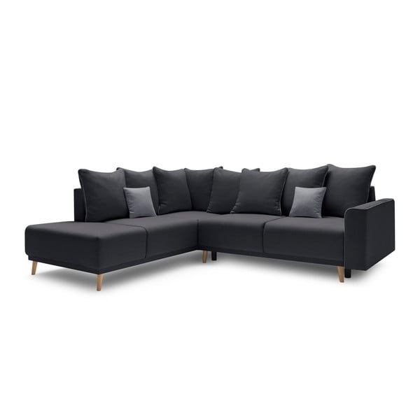 Tamsiai pilka sofa-lova Bobochic Paris Mola L, kairysis kampas
