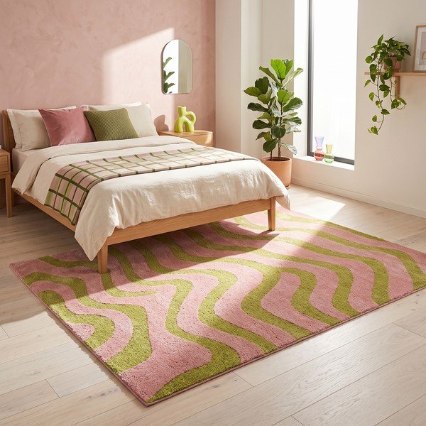 Žalios spalvos/rožinės spalvos kilimas 160x230 cm Aurora – ESTE-image-4