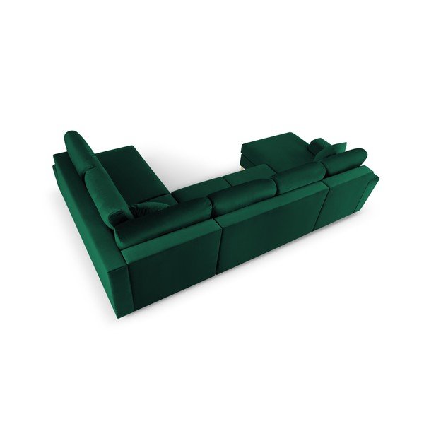 Žalios spalvos iš velveto sulankstoma/su sandėliavimo vieta kampinė sofa (su dešiniuoju kampu/„U“ formos) Kyoto – Cosmopolitan Design-image-4