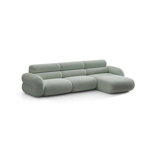 Mėlynos spalvos kampinė sofa iš šenilinio audinio (su dešiniuoju kampu/su gultu) Neo – Micadoni 