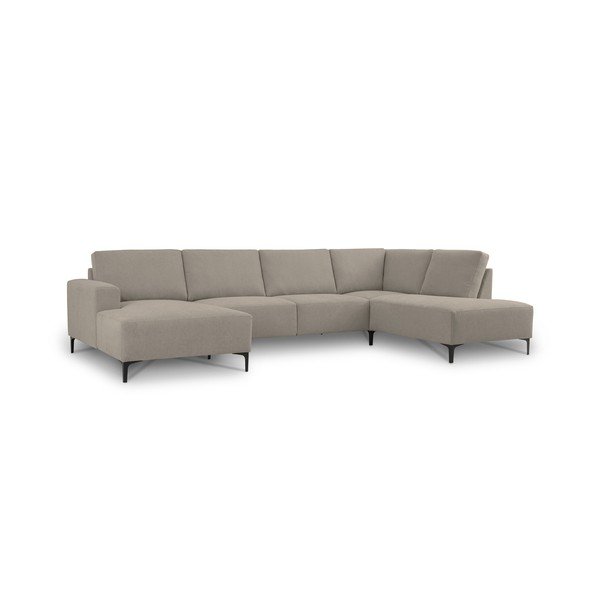 Šviesiai rudos spalvos kampinė sofa iš šenilinio audinio (su dešiniuoju kampu/„U“ formos) Fabian – Scandic-image-2