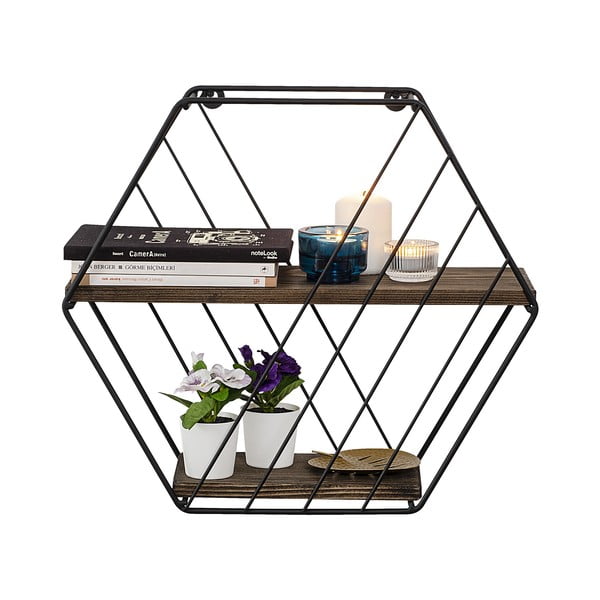 Iš eglės medžio masyvo kelių aukštų sieninė lentyna rudos spalvos 44 cm Liliales – Kalune Design-image-2