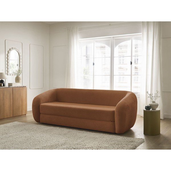 Oranžinės spalvos sulankstoma sofa iš šenilinio audinio 228 cm Neyo – Bobochic Paris-image-1